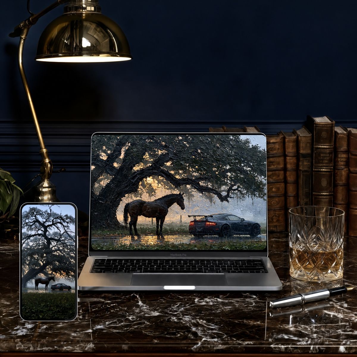 Horse Neck on a MacBook and iPhone